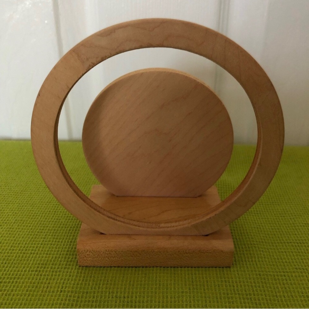 Napkin holder Miami flamingo wood round circles tan palm FL souvenir vintage 60s - Picture 5 of 6